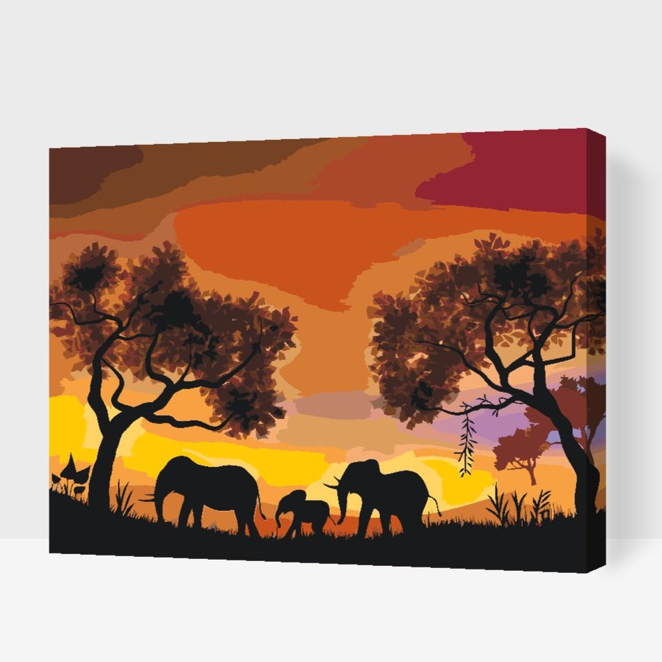 Mal efter tal for voksne - Savannah Sunset - Dobbelt maling - Gratis fragt