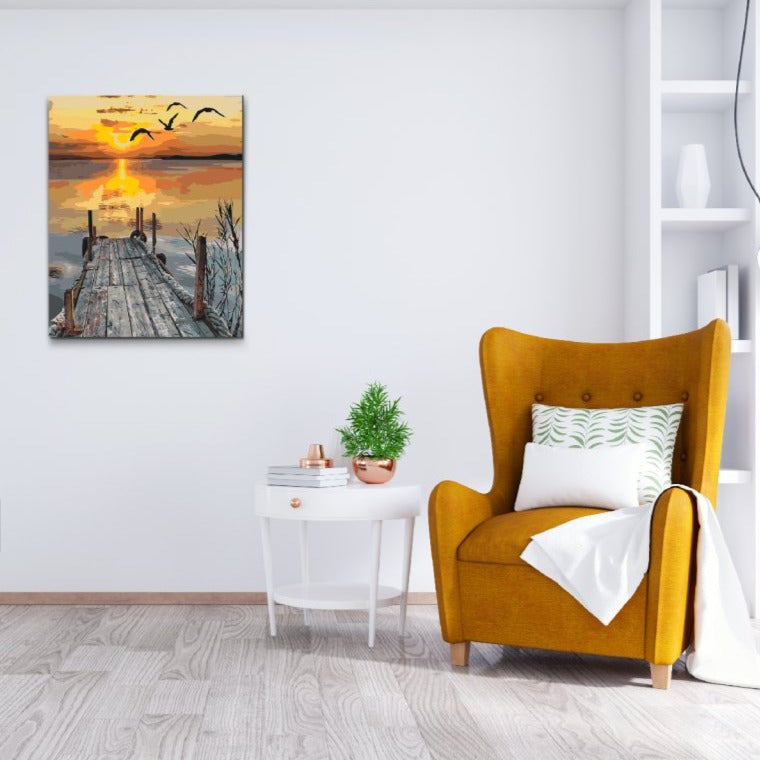 Morning Bliss - Paint By Numbers for voksne smuk solopgang - Dobbelt maling, indramning og gratis fragt