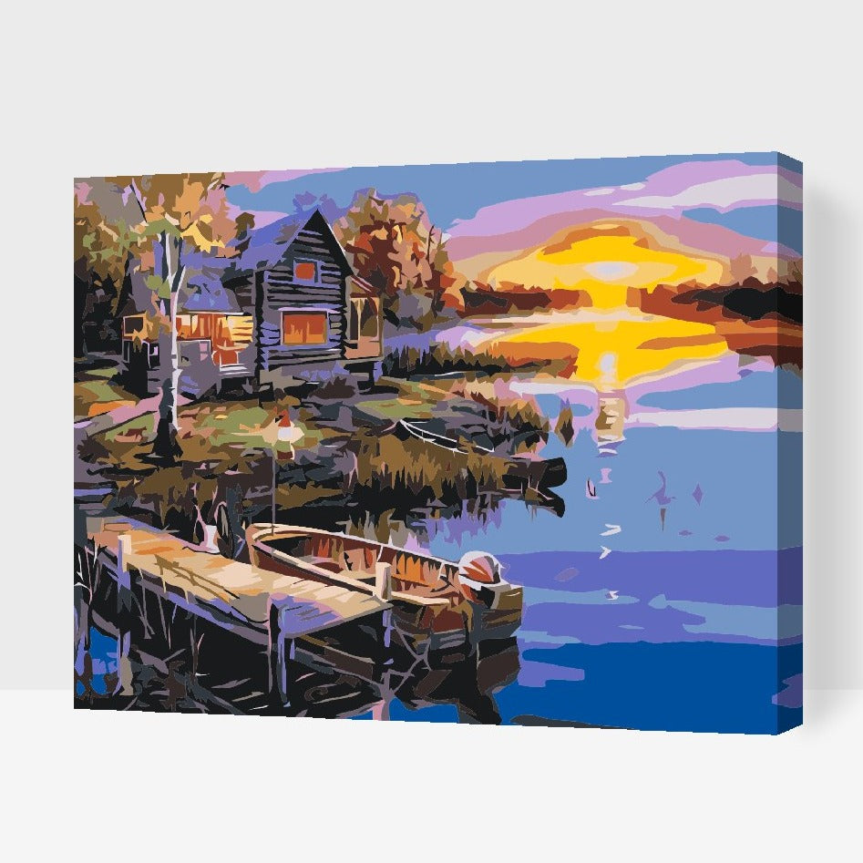 Paint By Numbers Voksne - FISKETUR - dobbelt maling og gratis fragt