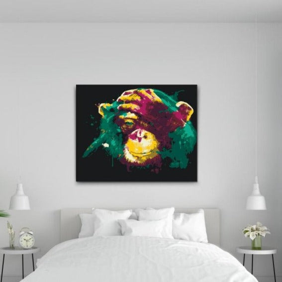 Paint By numbers - Darwin Monkey med dobbelt maling og gratis levering