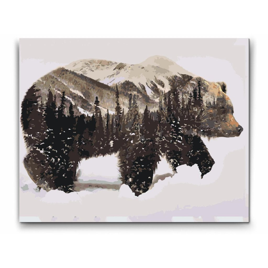 Mal Efter Tal Bjørn - bear in winter wonderland med dobbelt maling