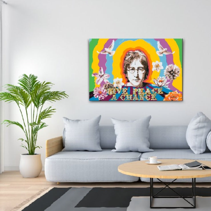John Lennon fra The Beatles paint by numbers med dobbelt maling og indramning
