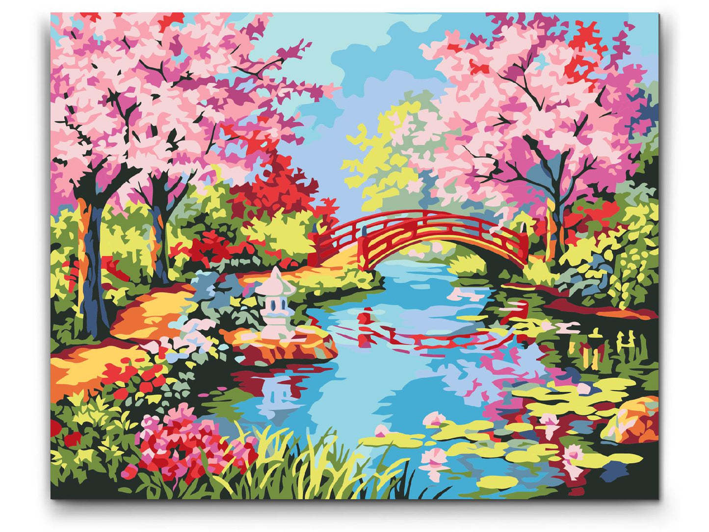 Japansk Have paint by numbers med dobbelt maling, ramme og gratis levering