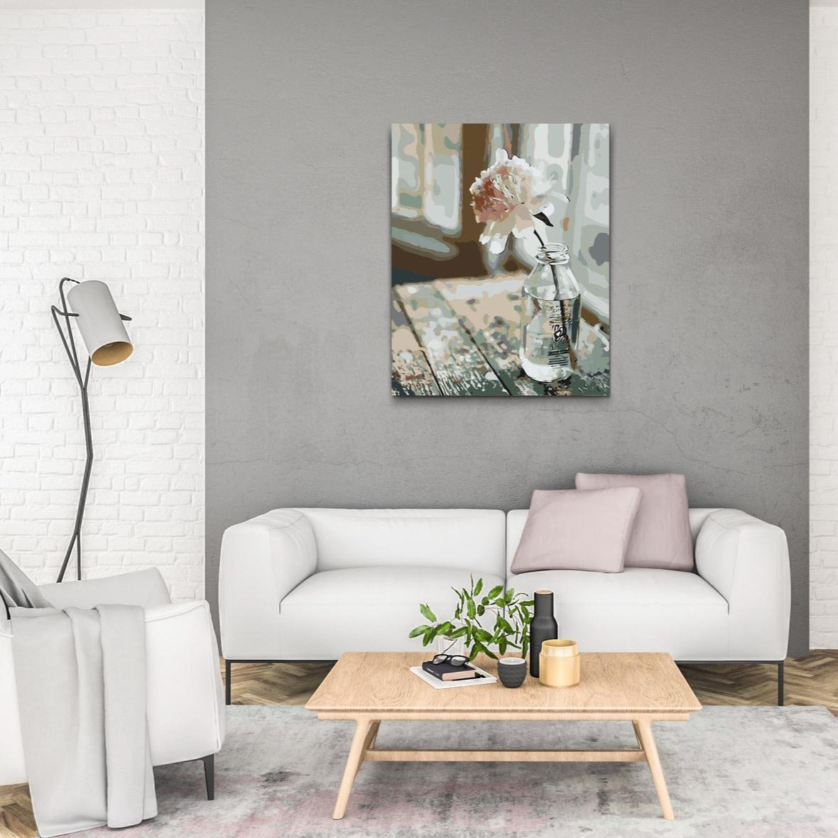 Paint By Number med gratis hurtig levering - Ensom Blomst med dobbelt maling