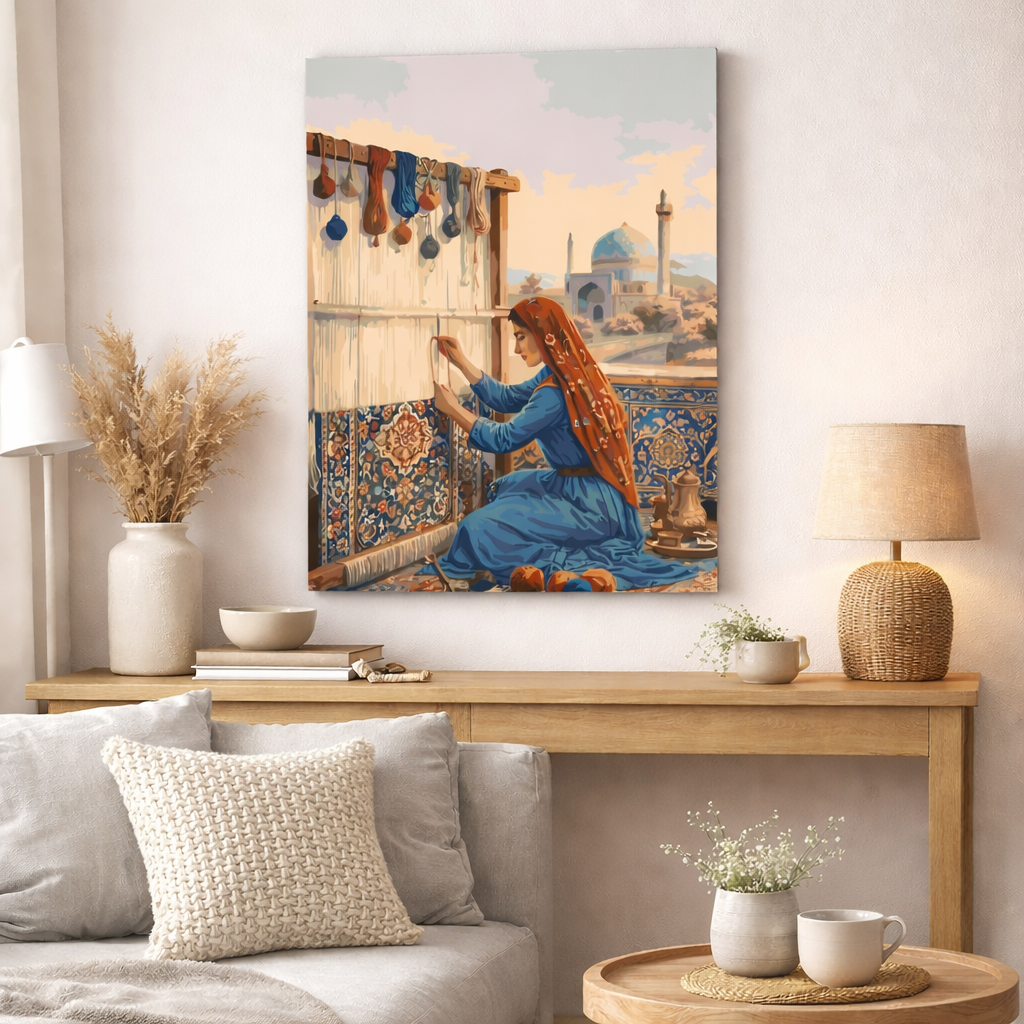 Iransk tæppevæver mal efter tal – persisk kunst og håndværk – overskud går til menneskerettigheder i Iran