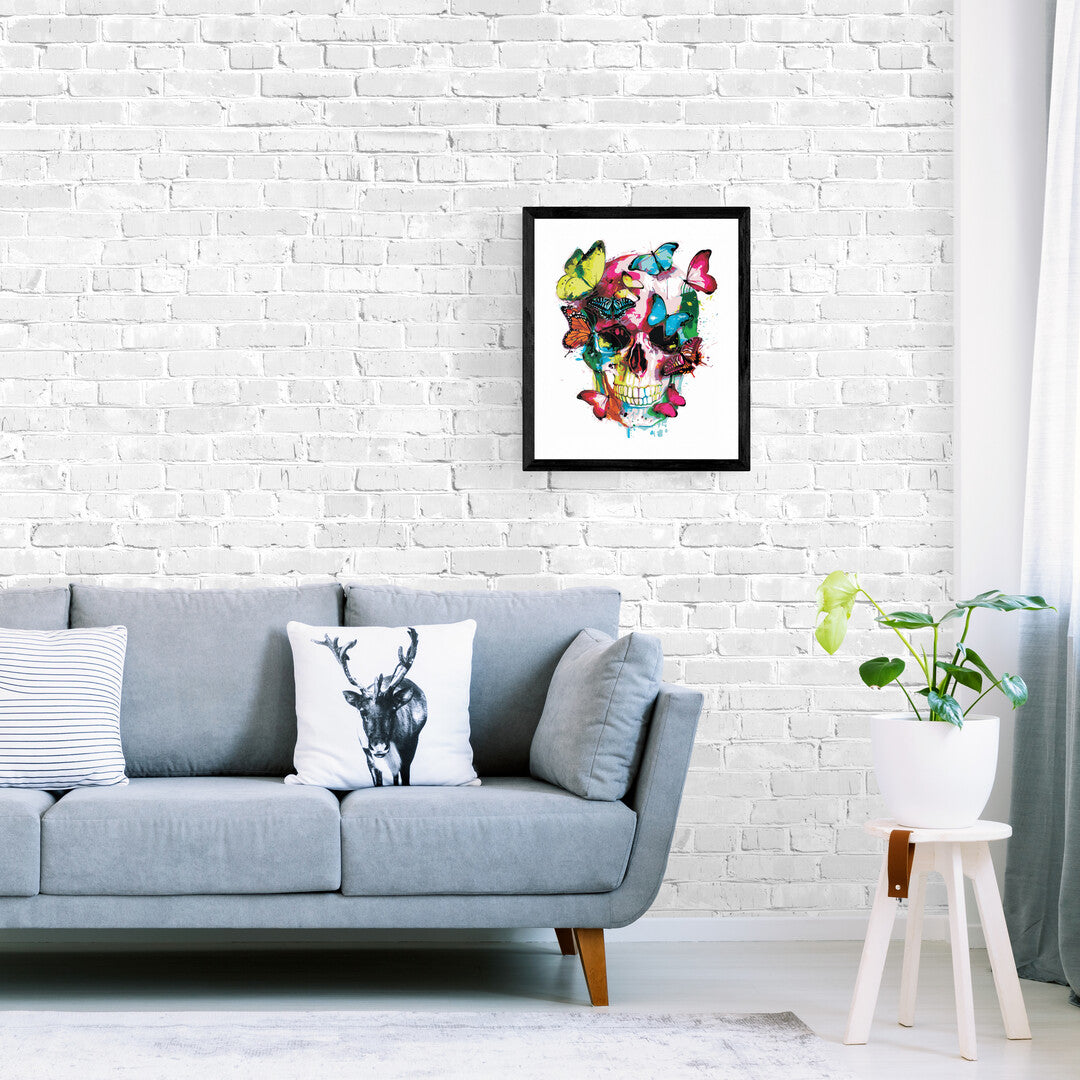 Paint by number for voksne - Butterfly Skull - med dobbelt maling, ramme og gratis fragt
