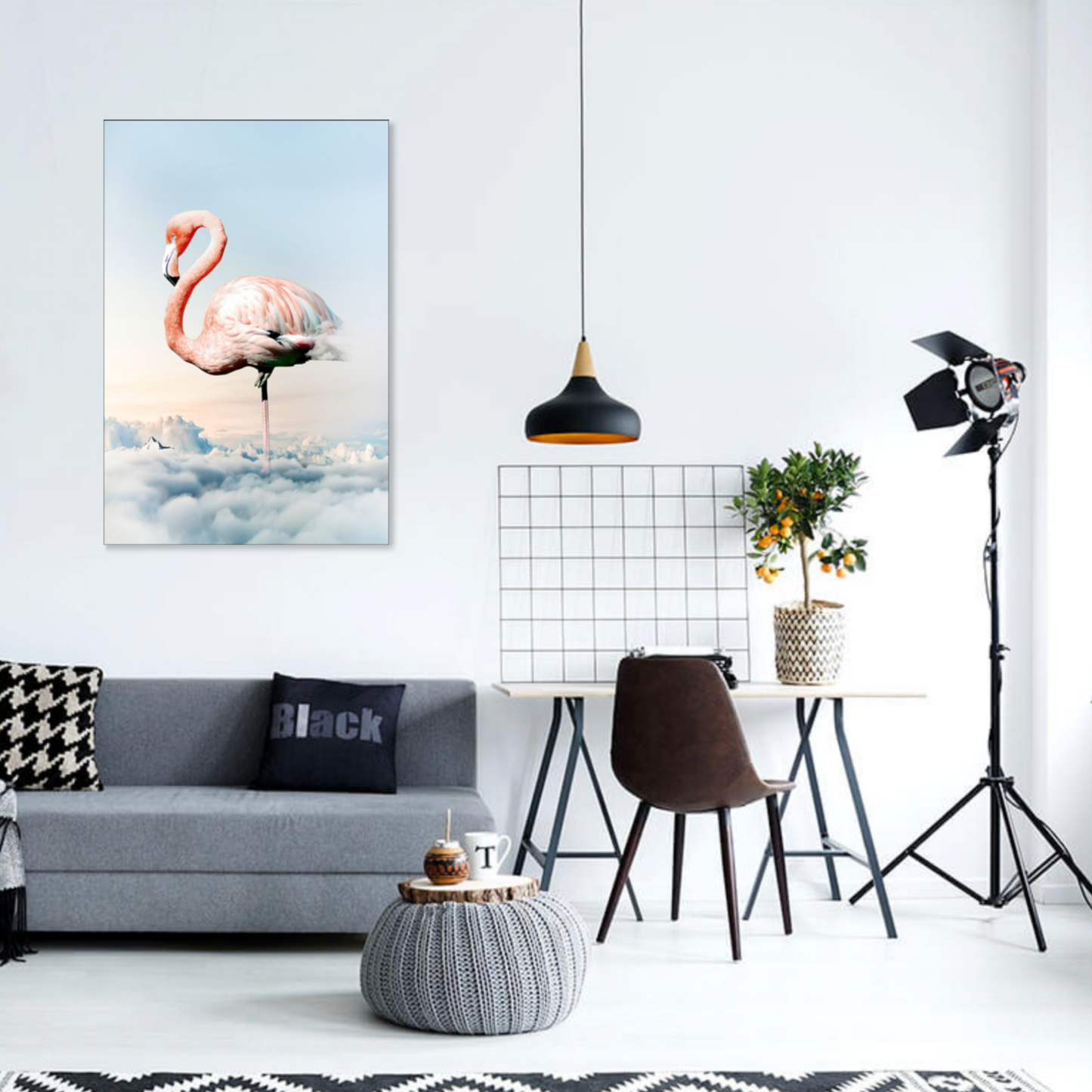 Flamingo i Sky - mal efter tal for voksne med dobbelt maling