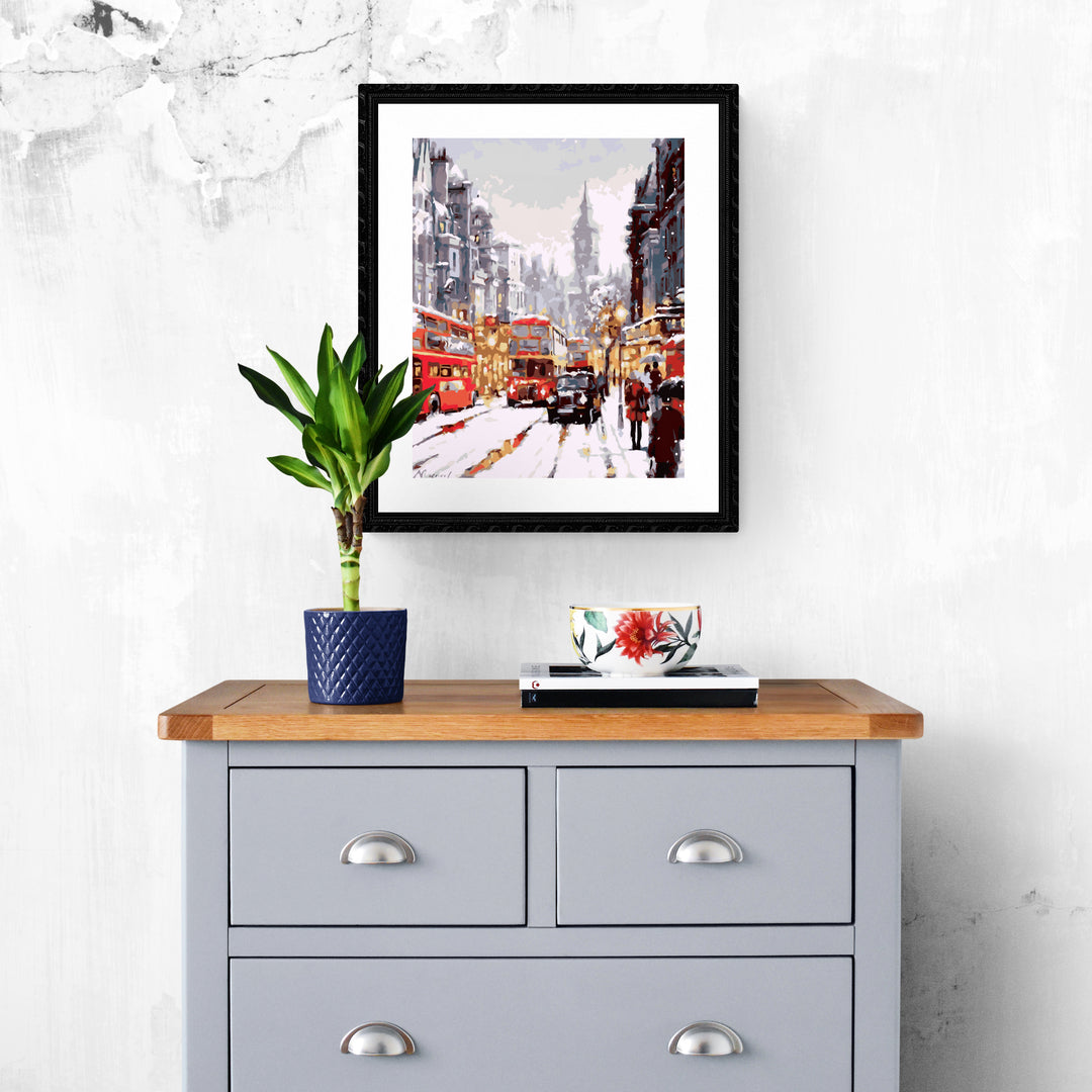 Paint By numbers maleri - London i Sne - Dobbelt maling og hurtig levering