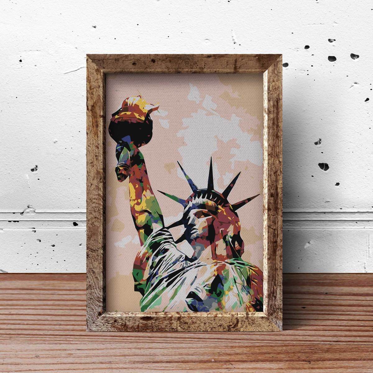 FRIHEDSGUDINDEN - paint by number - new york - STORE malerier med dobbelt maling