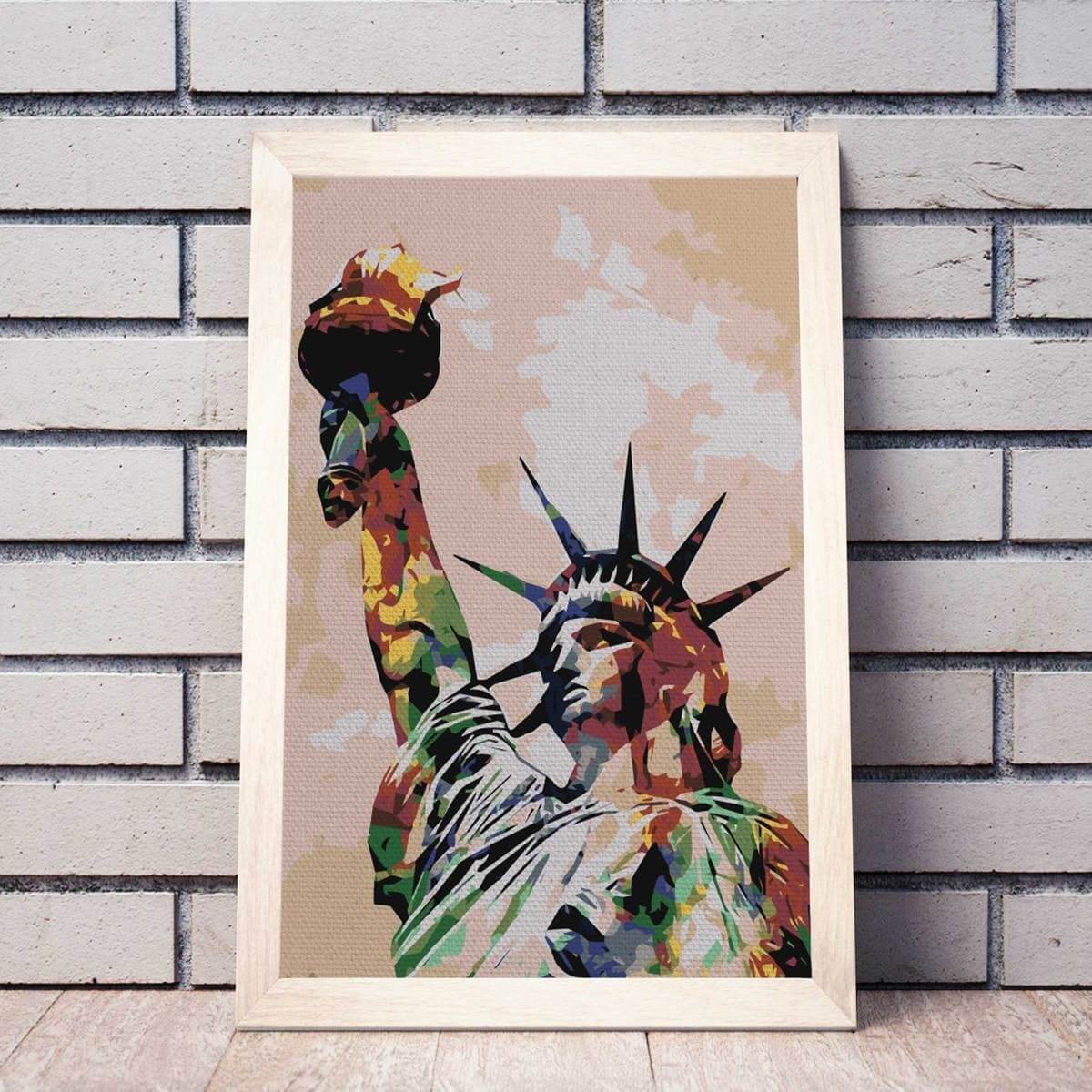 FRIHEDSGUDINDEN - paint by number - new york - STORE malerier med dobbelt maling