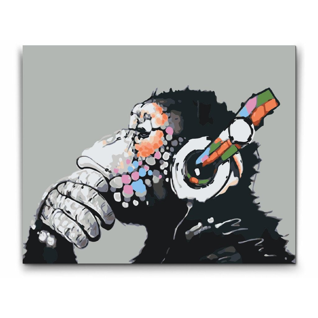 DJ MONKEY - Banksy - mal efter tal for voksne med dobbelt maling