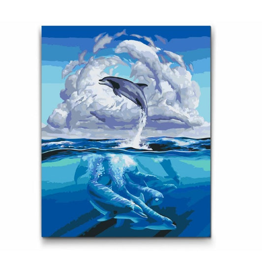 Paint By Numbers med Delfiner - dobbelt maling og gratis levering