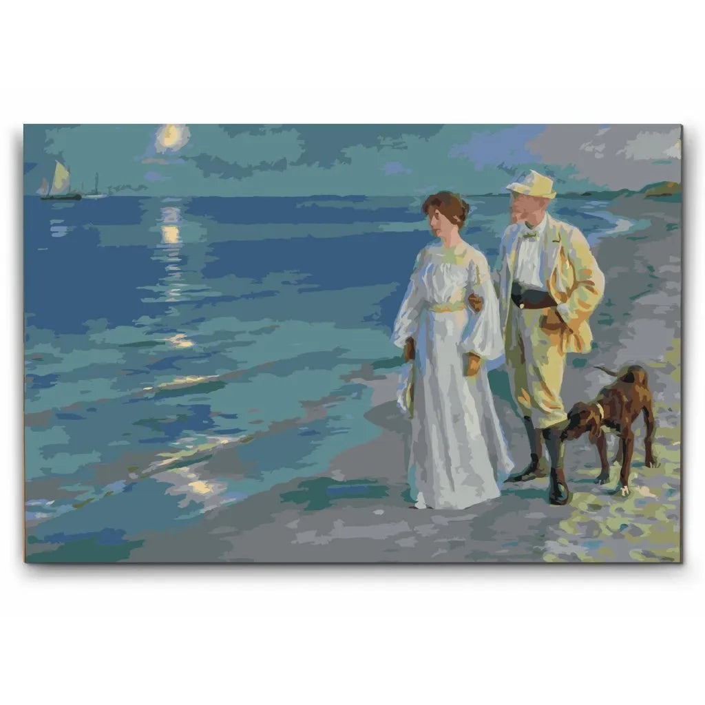 Paint By Numbers med SOMMERAFTEN VED SKAGENS STRAND af PEDER SEVERING KRØYER 