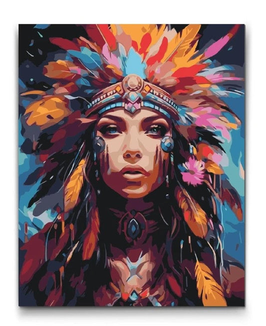 Spirituel kvinde paint by numbers farverigt fantasi portræt