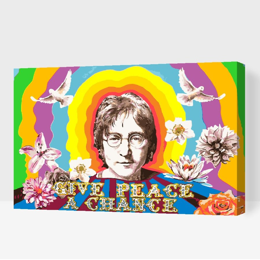 John Lennon fra The Beatles paint by numbers med dobbelt maling og indramning
