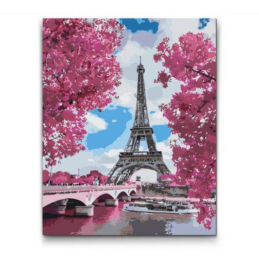 Eiffeltårnet i pink - Mal Efter Tal for voksne med dobbelt maling og gratis levering